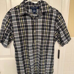 Old Navy Slim Fit Plaid Button-Up Shirt - Navy Blue, Size M